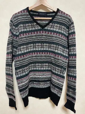 SHIPS JET BLUE 페어아일 V넥 니트 L