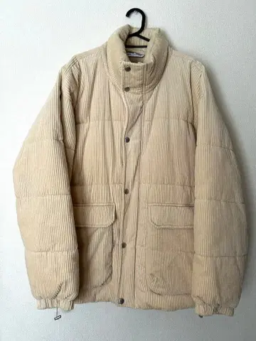 ZARA 코듀로이 퍼프 다운 자켓 XL 베이지 남성용 아우터