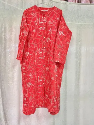 LILOU+LILY 노카라 총 자수 원피스 프론트 오픈