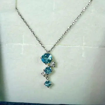 TSUTSUMI 다이아몬드 컷 파란색 보석 목걸이