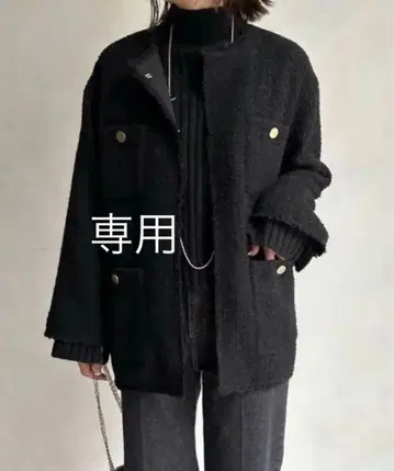 DouDou 트위드 자켓 블랙