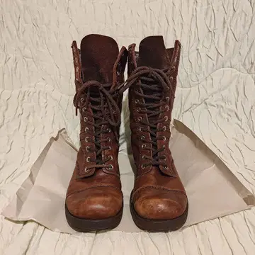 멋스러운 천연 가죽 레이스업 부츠 여성 빈티지 추천 브라운 23~24cm