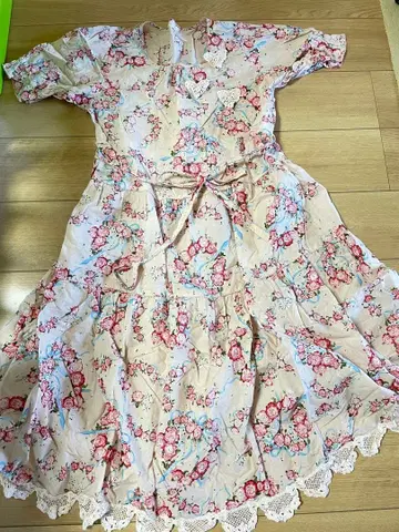 핑크하우스 꽃무늬 반팔 원피스