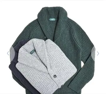 ZANONE 5게이지 울 피셔맨 리브 니트 숄카라 가디건