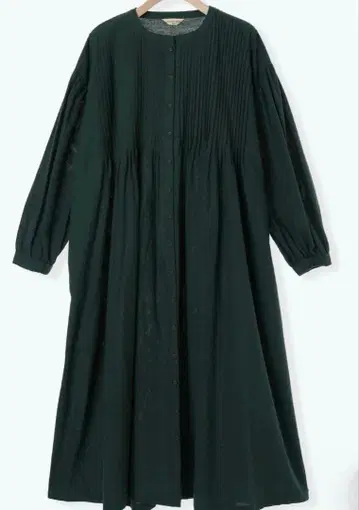 사만사 모스모스 면린넨/데님 핀턱 원피스 그린