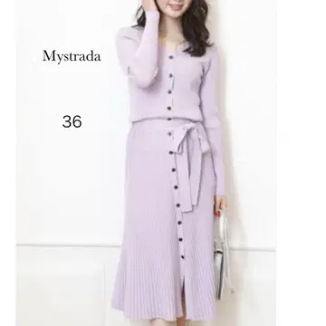 Mystrada 프론트 니트 원피스 라벤더