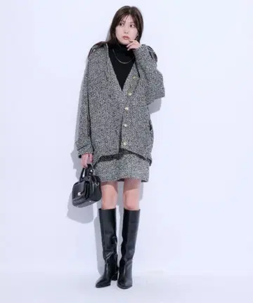 Mystrada 트위드 미들 자켓