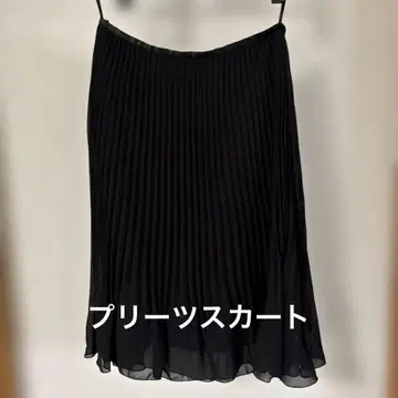 블랙 쉬폰 플리츠 스커트 무릎 기장