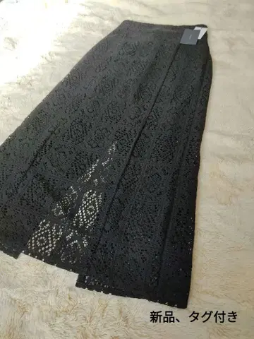 kastane 새상품, 택 포함 블랙 레이스 롱 슬릿 스커트