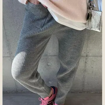 미안느 니트 배기 조거 팬츠 블랙