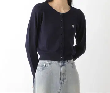 Heather 모티브 컴팩트 가디건 네이비