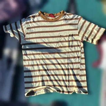 스트라이프 T셔츠 베이지 브라운