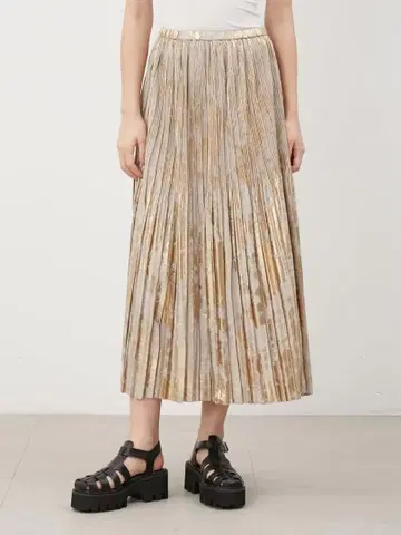 Mila Owen 플리츠 롱 스커트 골드