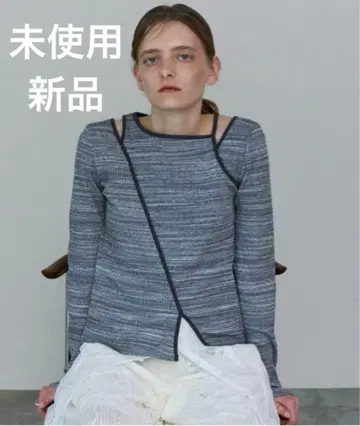 새상품 MAISON SPECIAL 슬릿 숄더 리브 상의