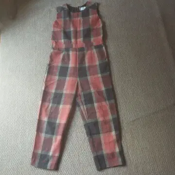 체크 무늬 슬리브리스 올인원