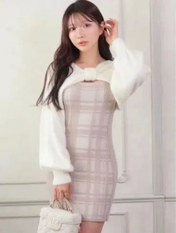 LIP SERVICE 리본 페더 앙상블 니트 원피스