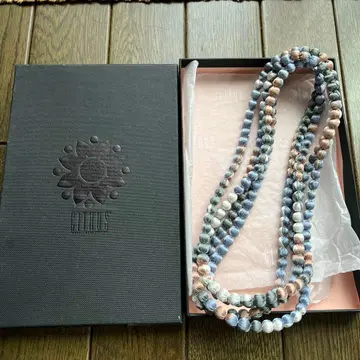 새상품급/박스 포함 CITRUS 실크 롱 목걸이 그레이 블루 핑크