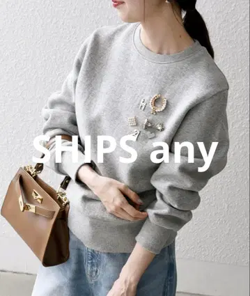 SHIPS any 속기모 비쥬 크루넥 컴팩트 풀오버 그레이