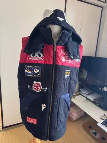 PANDIESTA JAPAN 팬더 디자인 베스트 L 블랙/빨간색