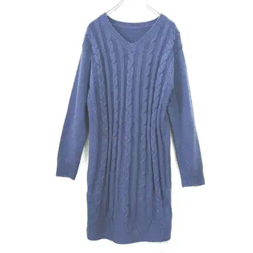 택 포함 새상품 세실 맥비 V넥 니트 원피스 라이트 블루