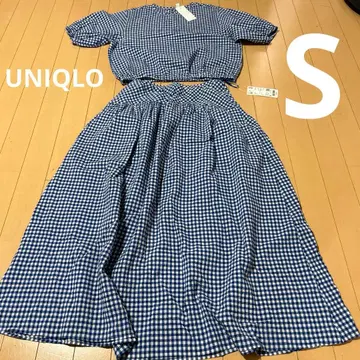 새상품 유니클로 UNIQLO 시어서커 블라우스 & 볼륨 스커트 S 셋업