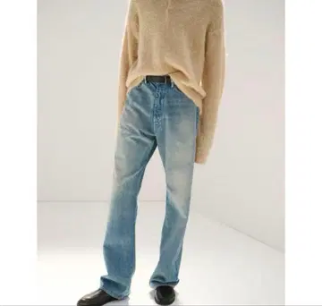 AURALEE SELVEDGE FADED LIGHT DENIM PANTS