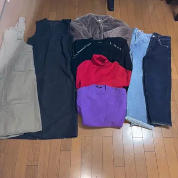 여성 의류 묶음 판매 겨울 의류 오버롤 스커트와 퍼 블루종 등