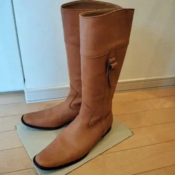 VERONICA POE 베로니카포 브라운 가죽 롱 부츠