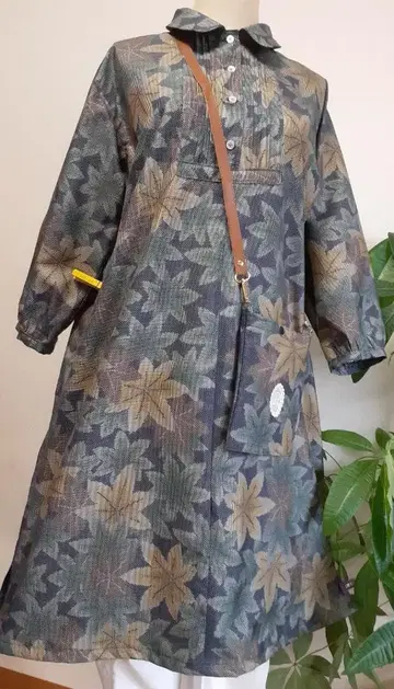 기모노 리메이크 본고장 오시마 명주 가슴 절개 원피스