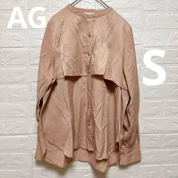 AG 에이지 광택감 셔츠 블라우스 36 S 긴팔 성숙 캐주얼 베이지