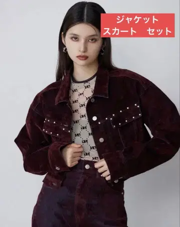 MURUA 플로키 데님 자켓 스커트 셋업