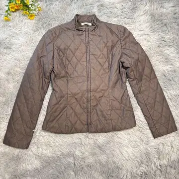 퀼팅 자켓 [ M ] 브라운 숏 기장 스탠드 넥 얇은 소재