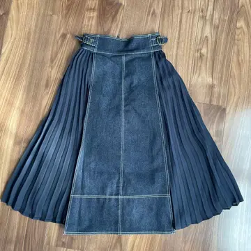 데님 플리츠 스커트 S 사이즈
