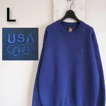90s JC PENNY 맨투맨 USA 블루 로고 자수 L