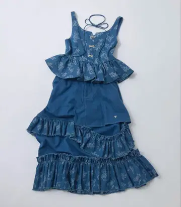 idem damage frill denim skirt tops 셋업