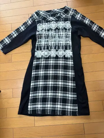 CRESCENDE DUO 체크 무늬 7부 소매 원피스