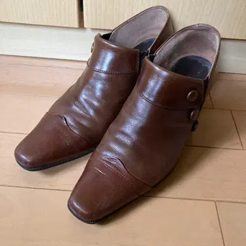 리갈 (REGAL) 브라운 가죽 슬립온 신발 중간 힐 24cm