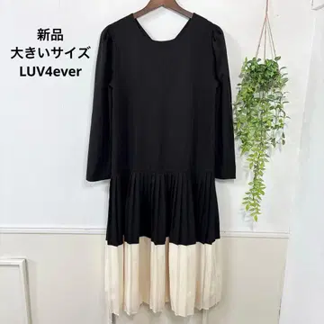 새상품 빅 사이즈 LUV4ever 흑백 플리츠 원피스
