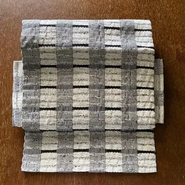 오비(약 24cm) 나고야 오비 블랙 화이트 모노톤 변형 격자