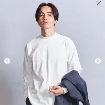 [ 유나이티드 애로우즈 ] 코튼 모크넥 티셔츠 L 항균 방취 화이트