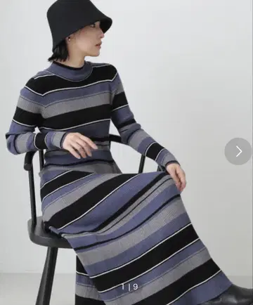 NATURAL BEAUTY BASIC 리브 플레어 니트 원피스