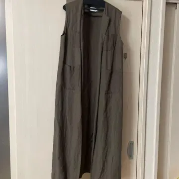 요리 다크 브라운 롱 베스트 2 포켓