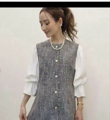 시마무라 레이나 호시 트위드 슬리브리스 베스트 M 사이즈 입학식/졸업식