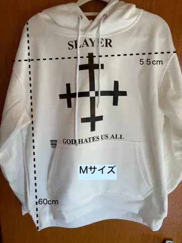 SLAYER GOD HATES US ALL 화이트 후드티 M 사이즈