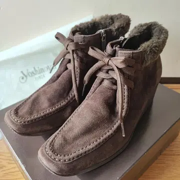 Yoshinoya 숏부츠 브라운 22.5cm 레이스업 퍼