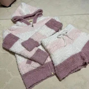 젤라또피케 핑크 보더 후드티 & 숏 팬츠 세트 룸웨어 파자마