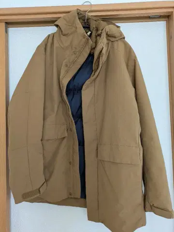 UNIQLO 남성용 M 하이브리드 다운 파카 후드 부착 카멜