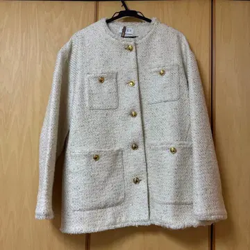 PLST 노카라 자켓 크림색