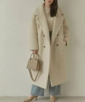 [ 새상품급 ] ACYM 아심 테디베어 롱 코트 크림