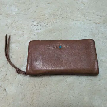 번아웃 가죽 장지갑 브라운